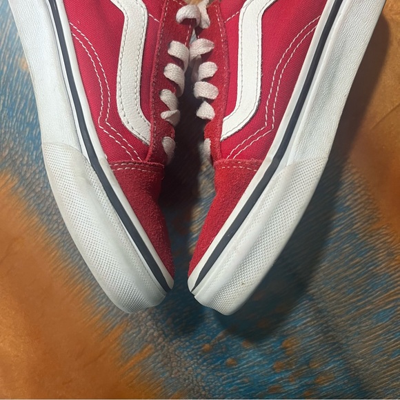 VANS old Skool Red White Suede Canvas Shoes size 12.5 - Picture 5 of 11
